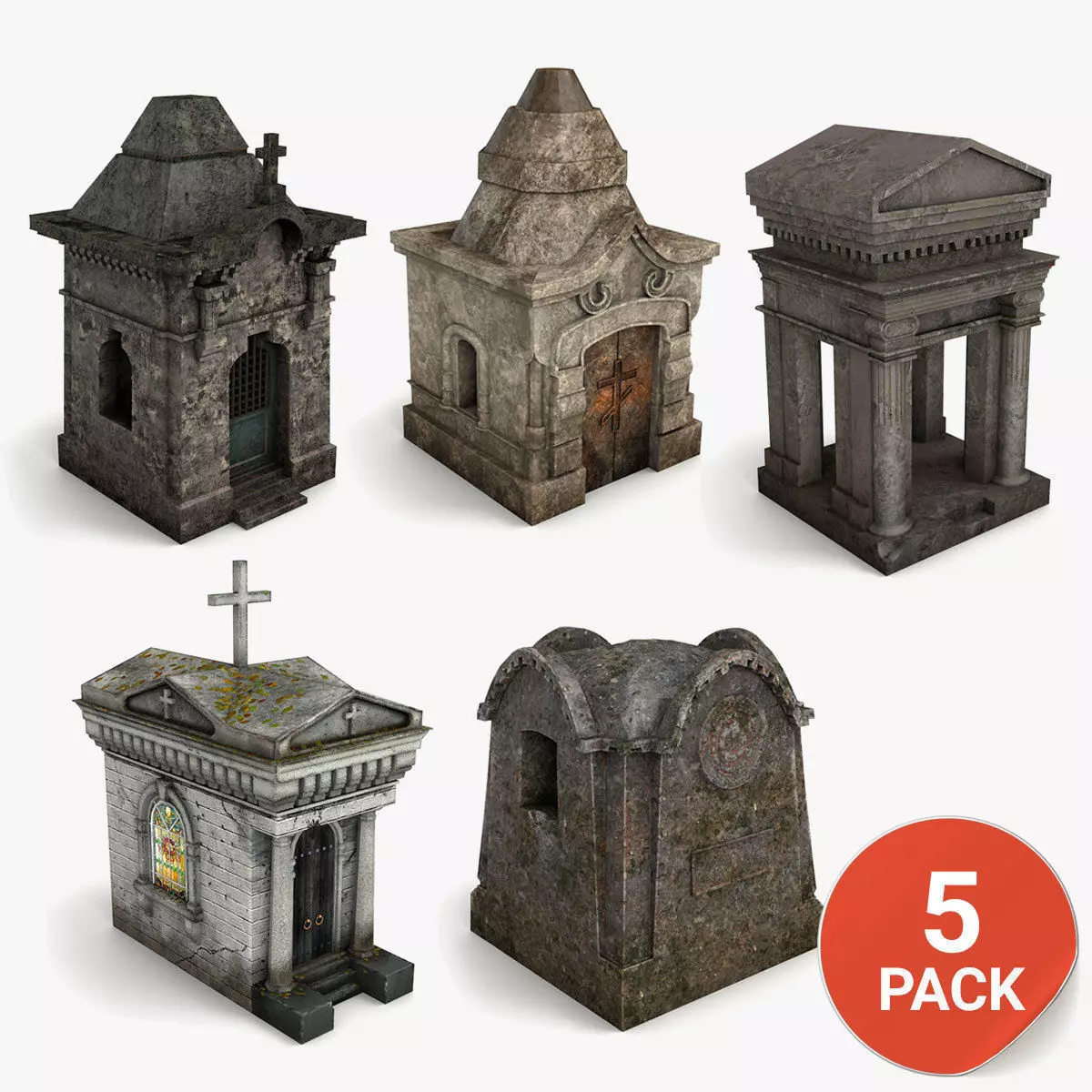 Lowpoly Tomb Pack Low-poly 3D model_0
