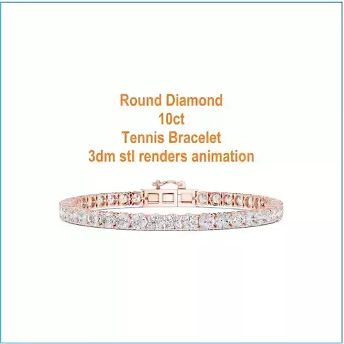 Round Diamond 10ct Tennis Bracelet 3dm stl renders animation 