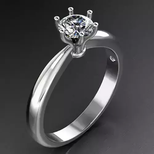 Solitaire Engagement Diamond Ring with 6-prong head