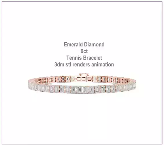 Emerald Diamond 9ct Tennis Bracelet 3dm stl renders animation 