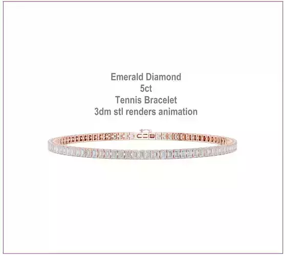 Emerald Diamond 5ct Tennis Bracelet 3dm stl renders animation 