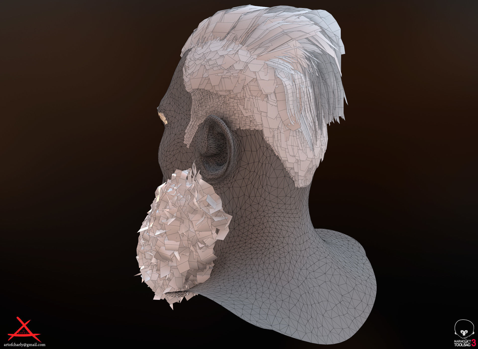 PBR Realtime cartoon character game hair Low-poly 3D model_35