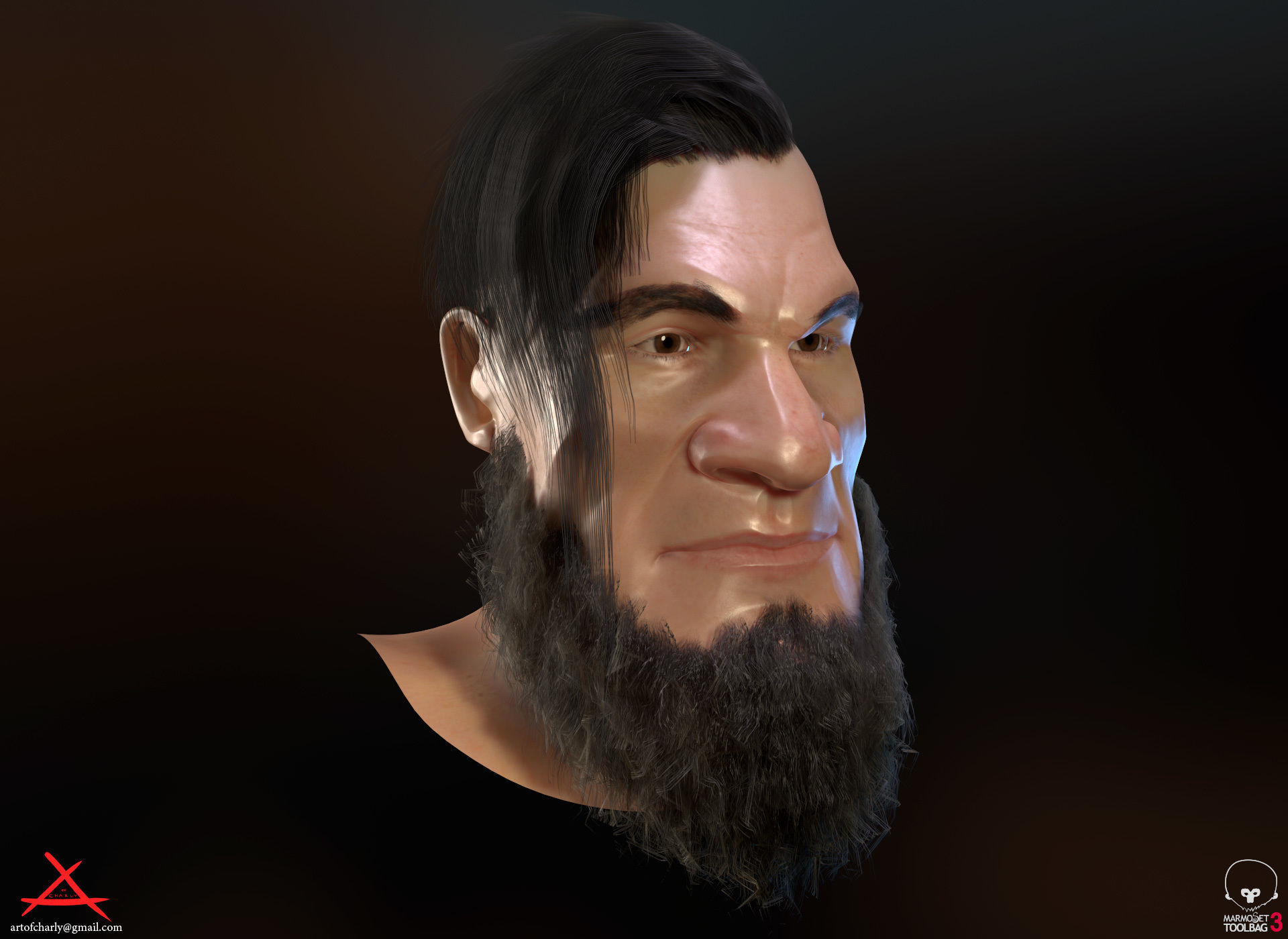 PBR Realtime cartoon character game hair Low-poly 3D model_6