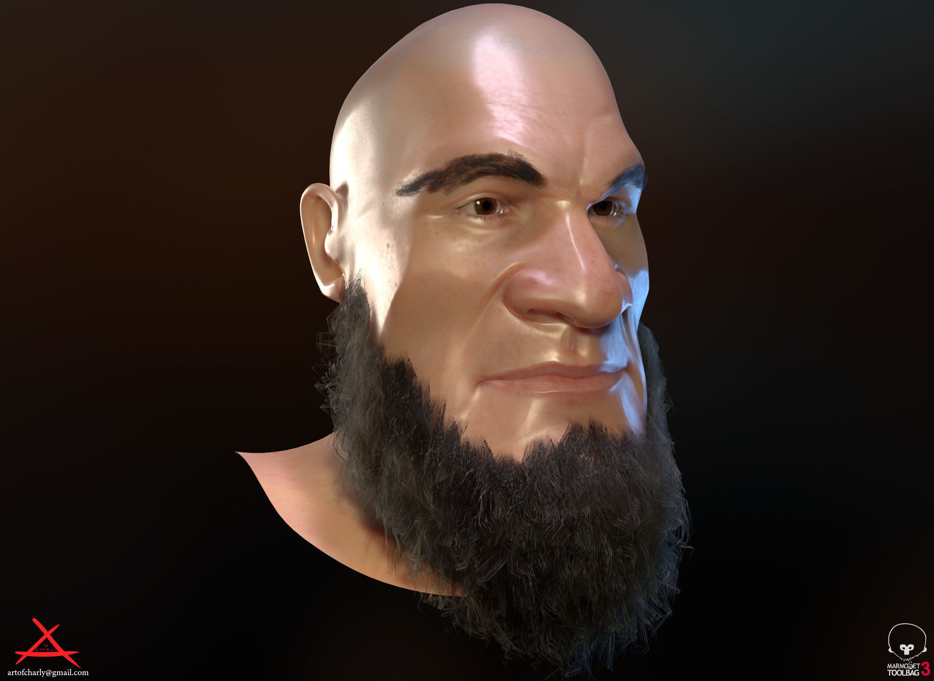 PBR Realtime cartoon character game hair Low-poly 3D model_5