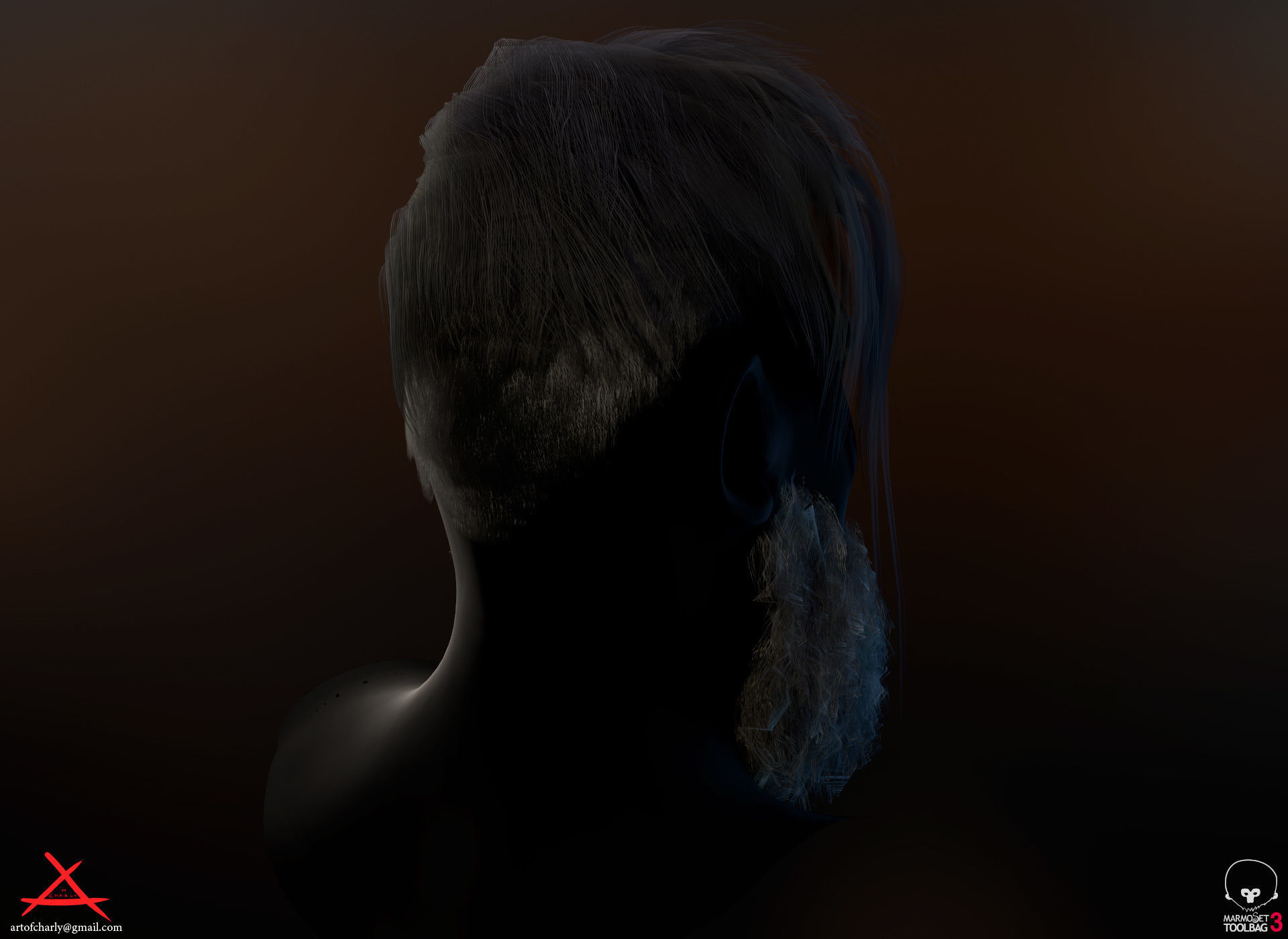 PBR Realtime cartoon character game hair Low-poly 3D model_43