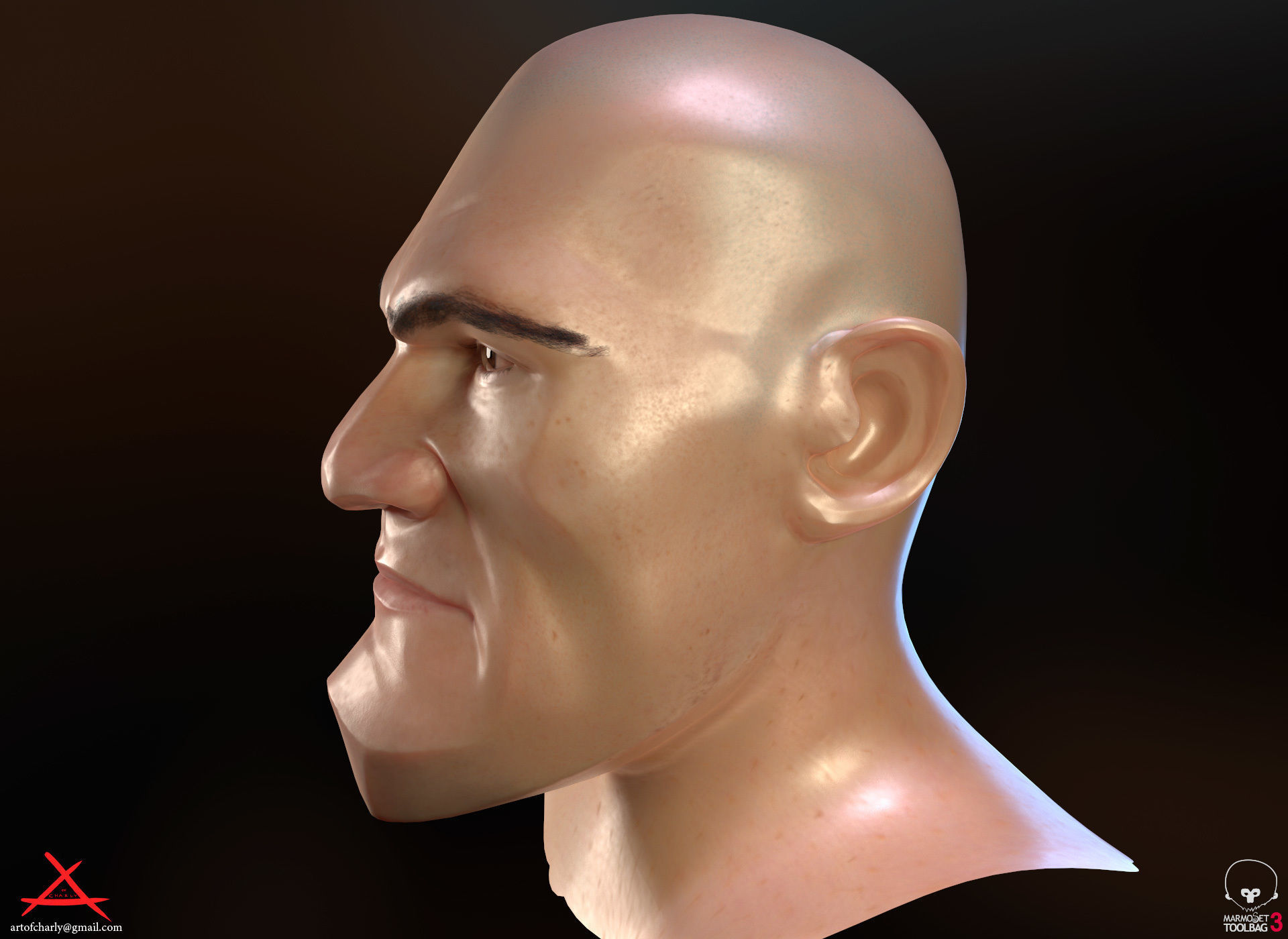 PBR Realtime cartoon character game hair Low-poly 3D model_10