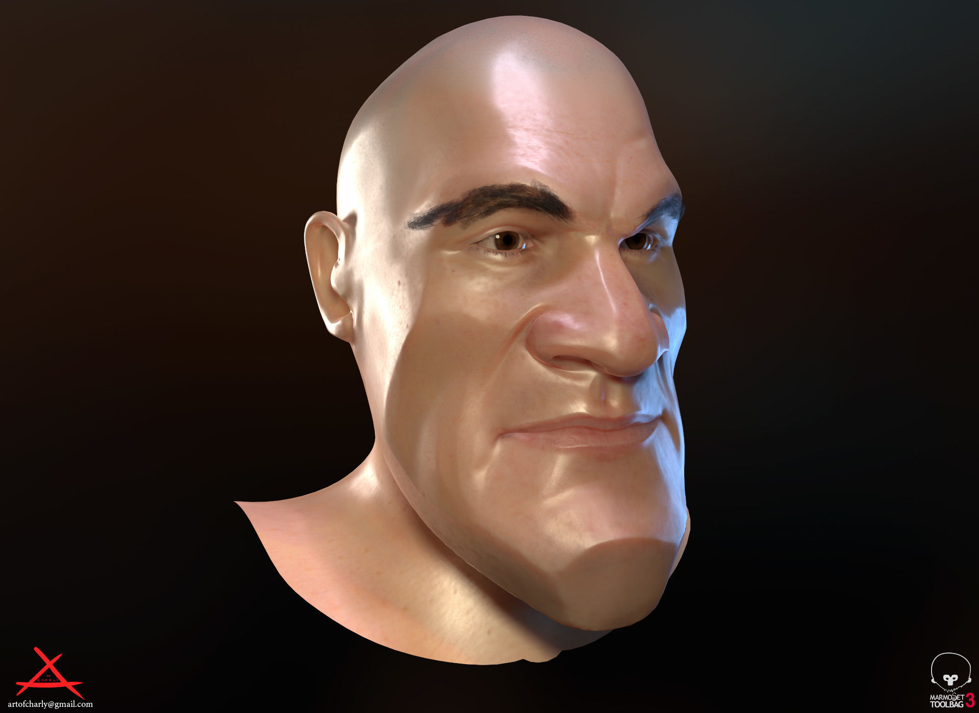 PBR Realtime cartoon character game hair Low-poly 3D model_4