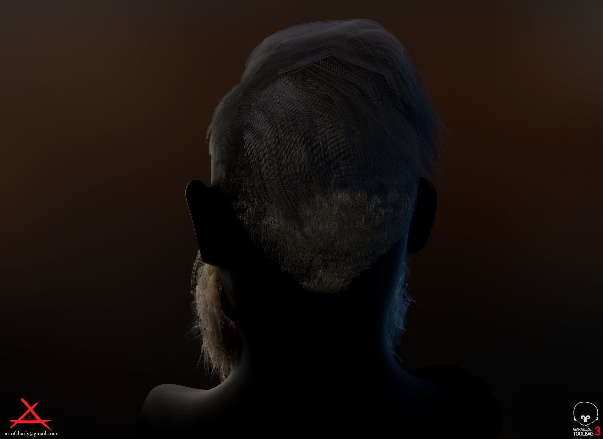 PBR Realtime cartoon character game hair Low-poly 3D model_44