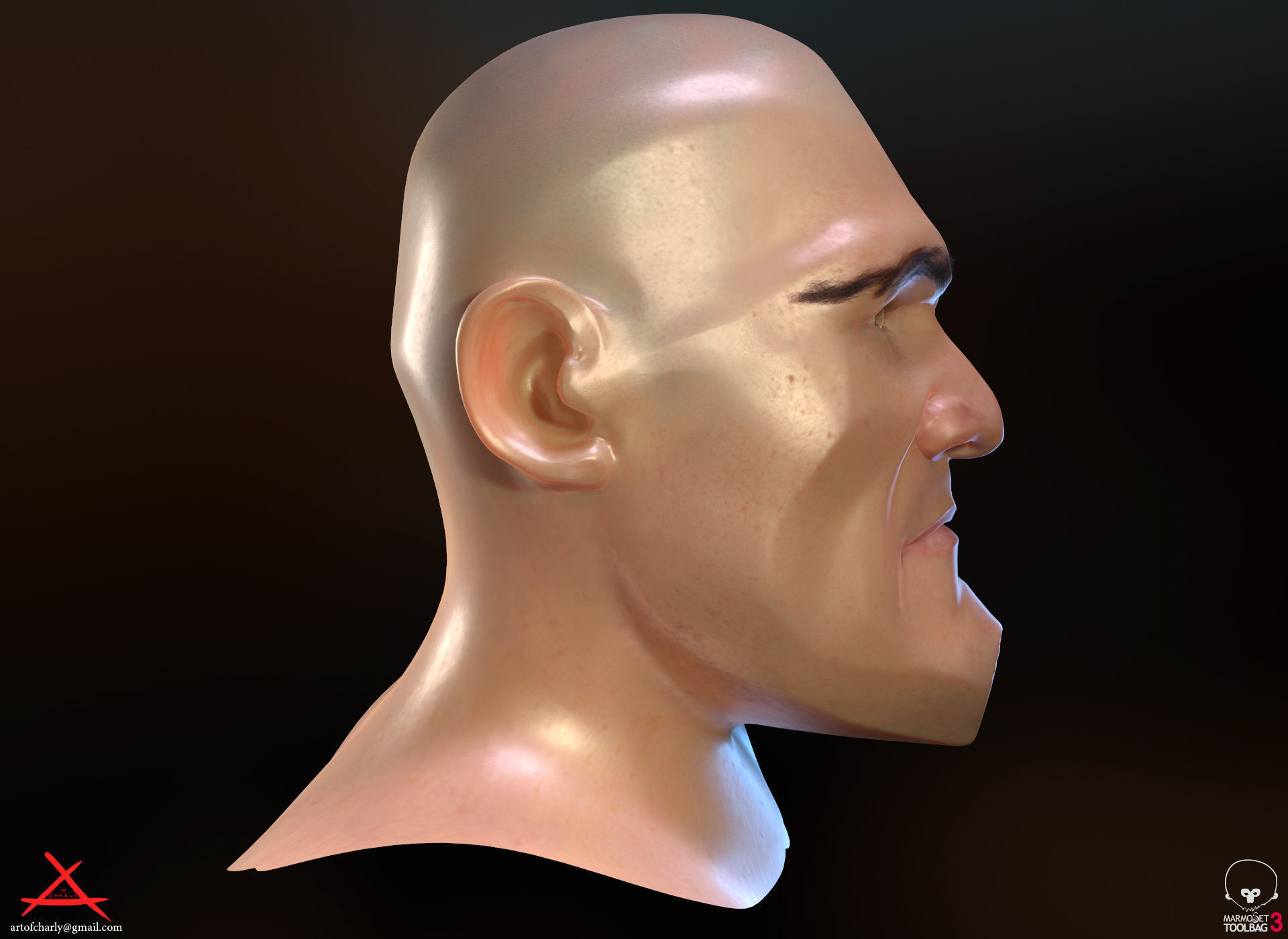 PBR Realtime cartoon character game hair Low-poly 3D model_7