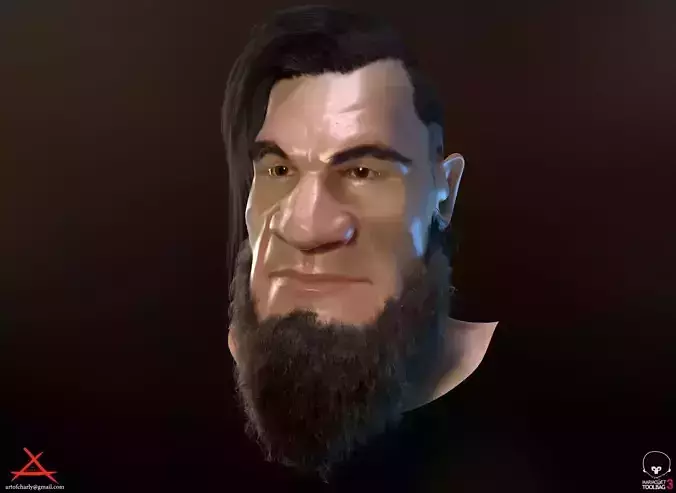 PBR Realtime cartoon character game hair Low-poly 3D model