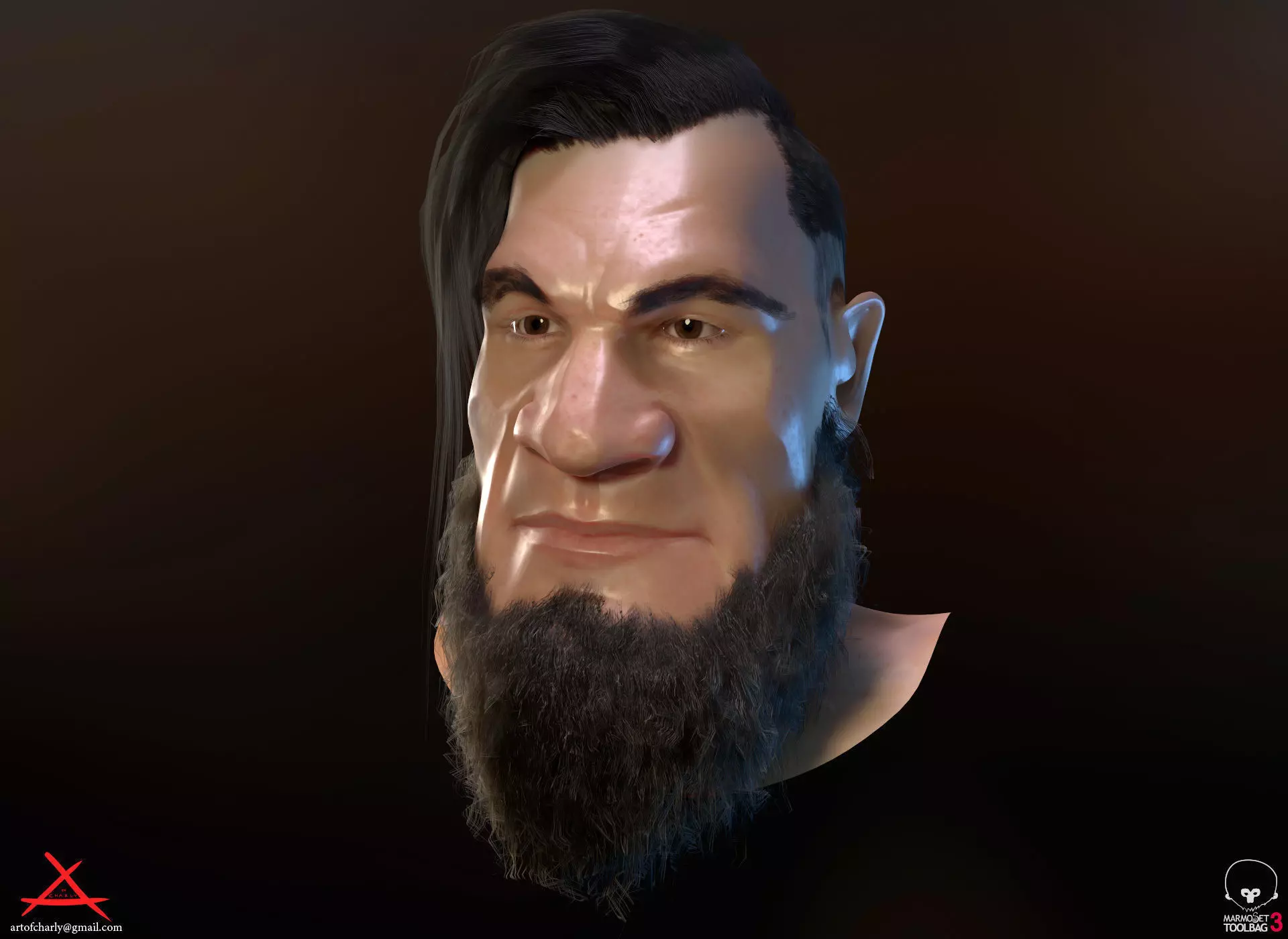 PBR Realtime cartoon character game hair Low-poly 3D model_0