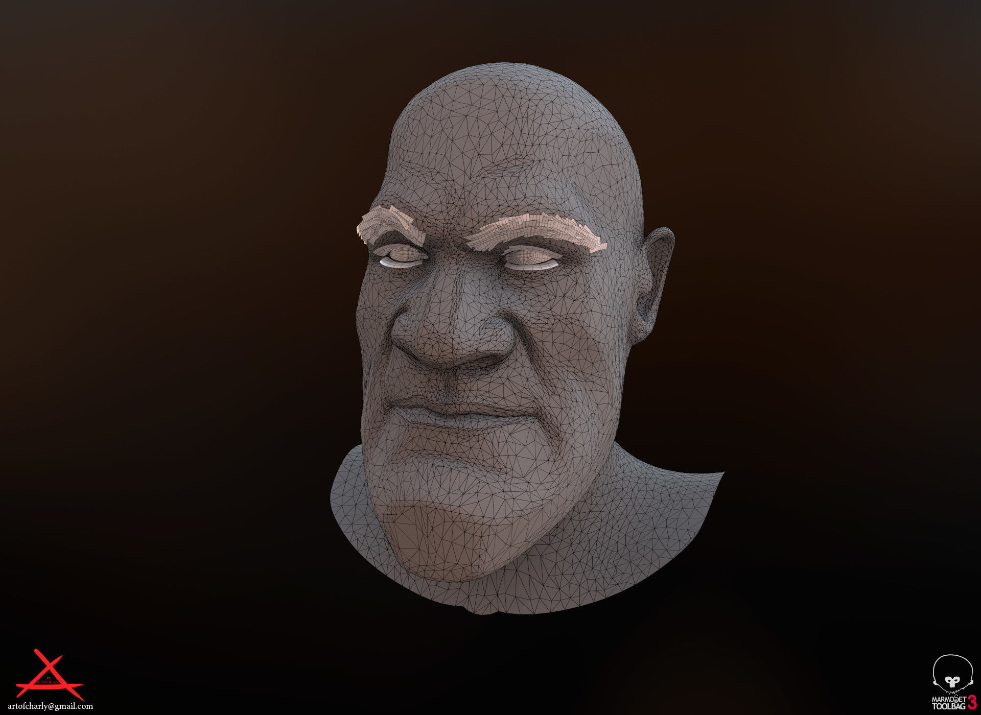 PBR Realtime cartoon character game hair Low-poly 3D model_24