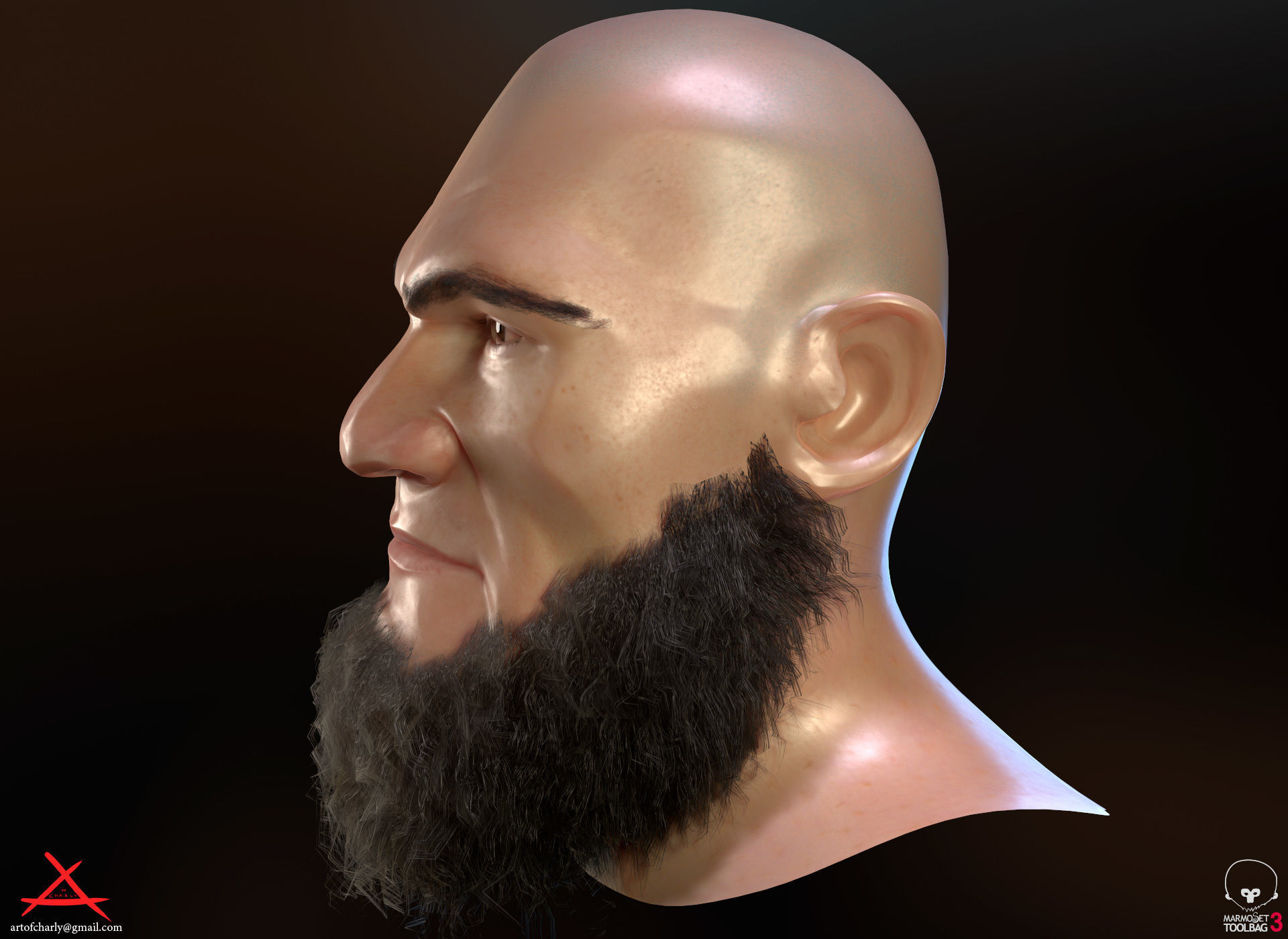 PBR Realtime cartoon character game hair Low-poly 3D model_11