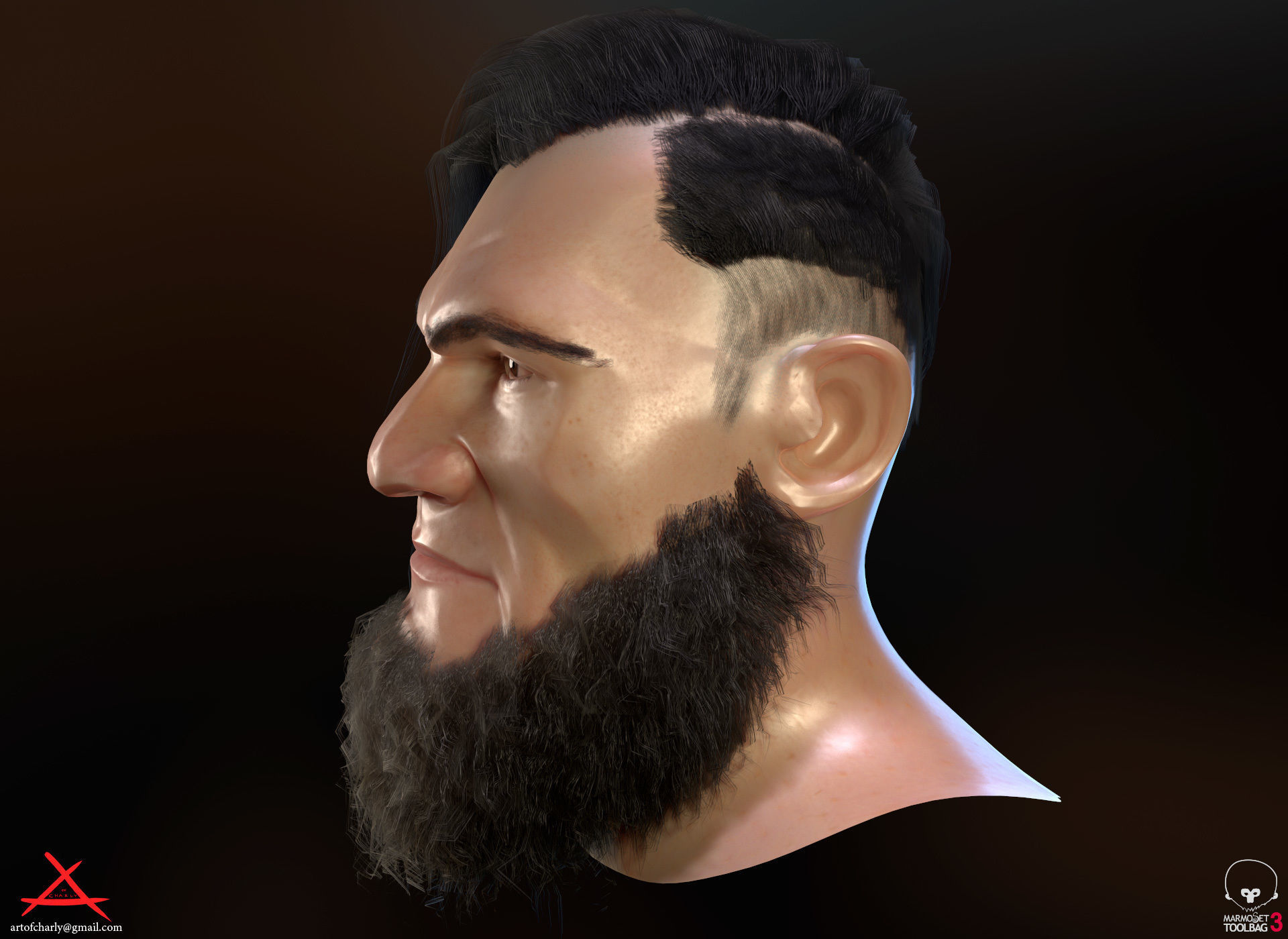 PBR Realtime cartoon character game hair Low-poly 3D model_12