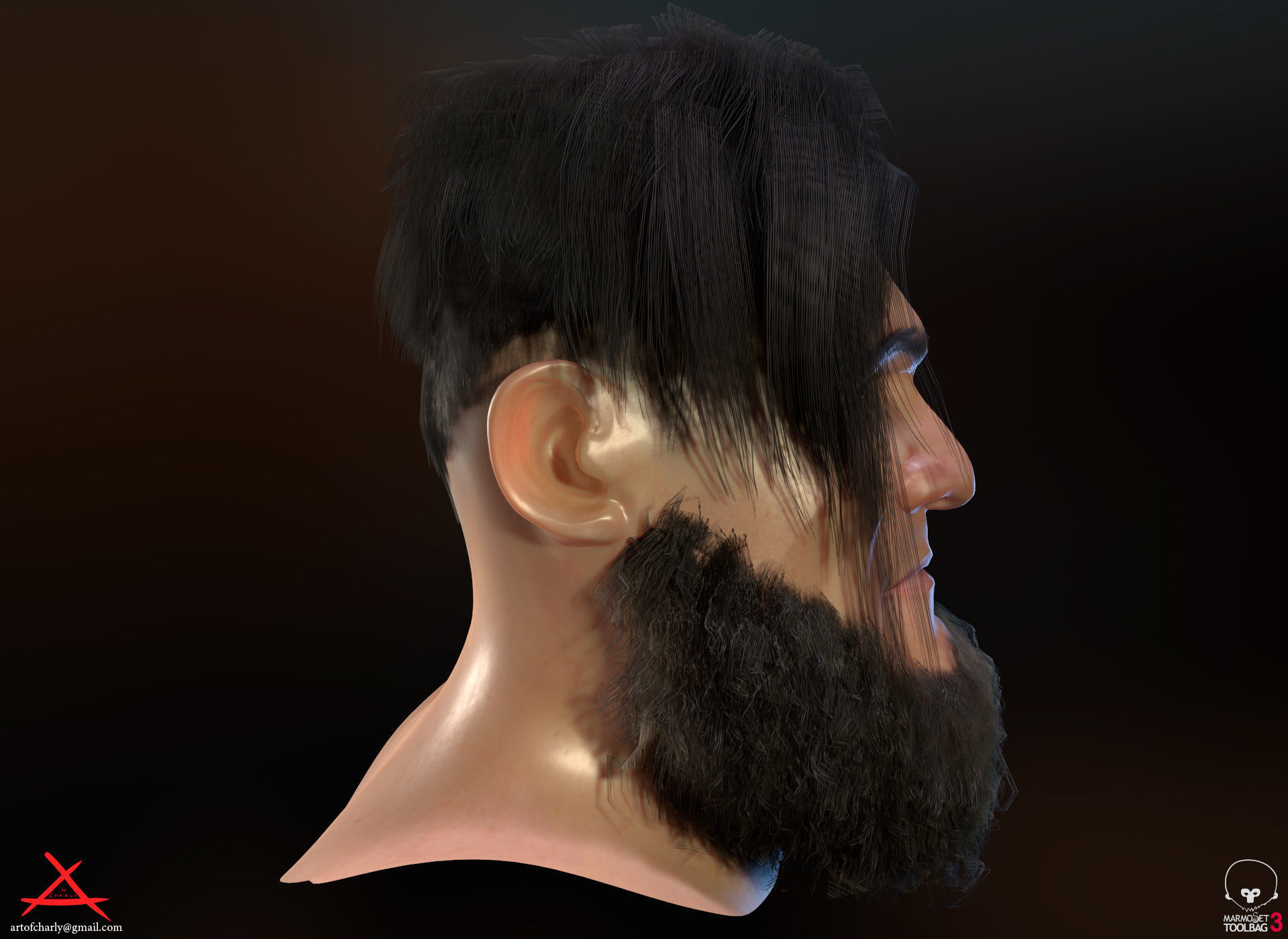 PBR Realtime cartoon character game hair Low-poly 3D model_9