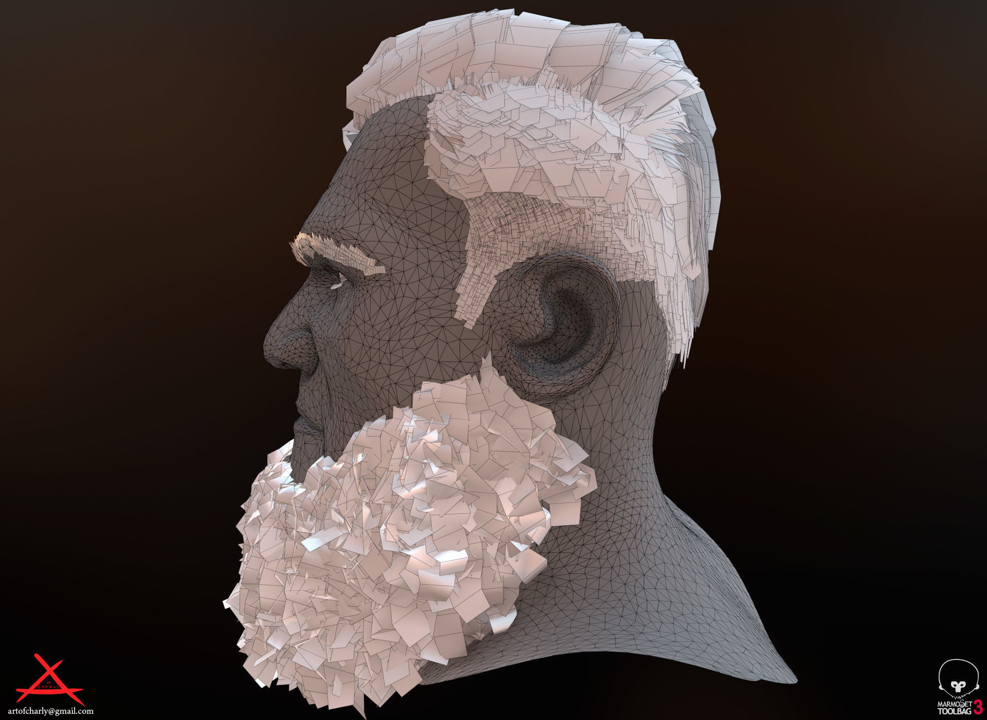 PBR Realtime cartoon character game hair Low-poly 3D model_37