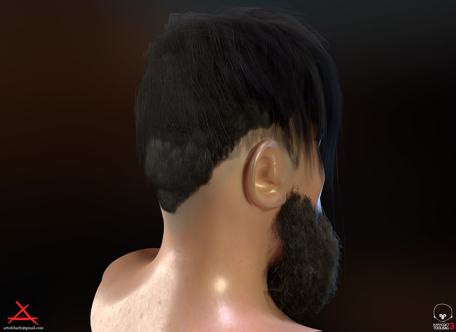 PBR Realtime cartoon character game hair Low-poly 3D model_13