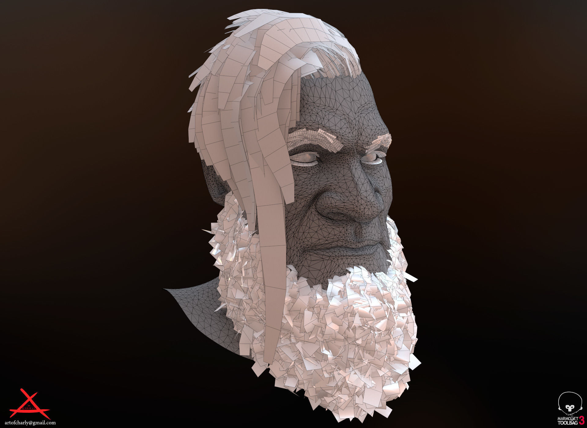 PBR Realtime cartoon character game hair Low-poly 3D model_27