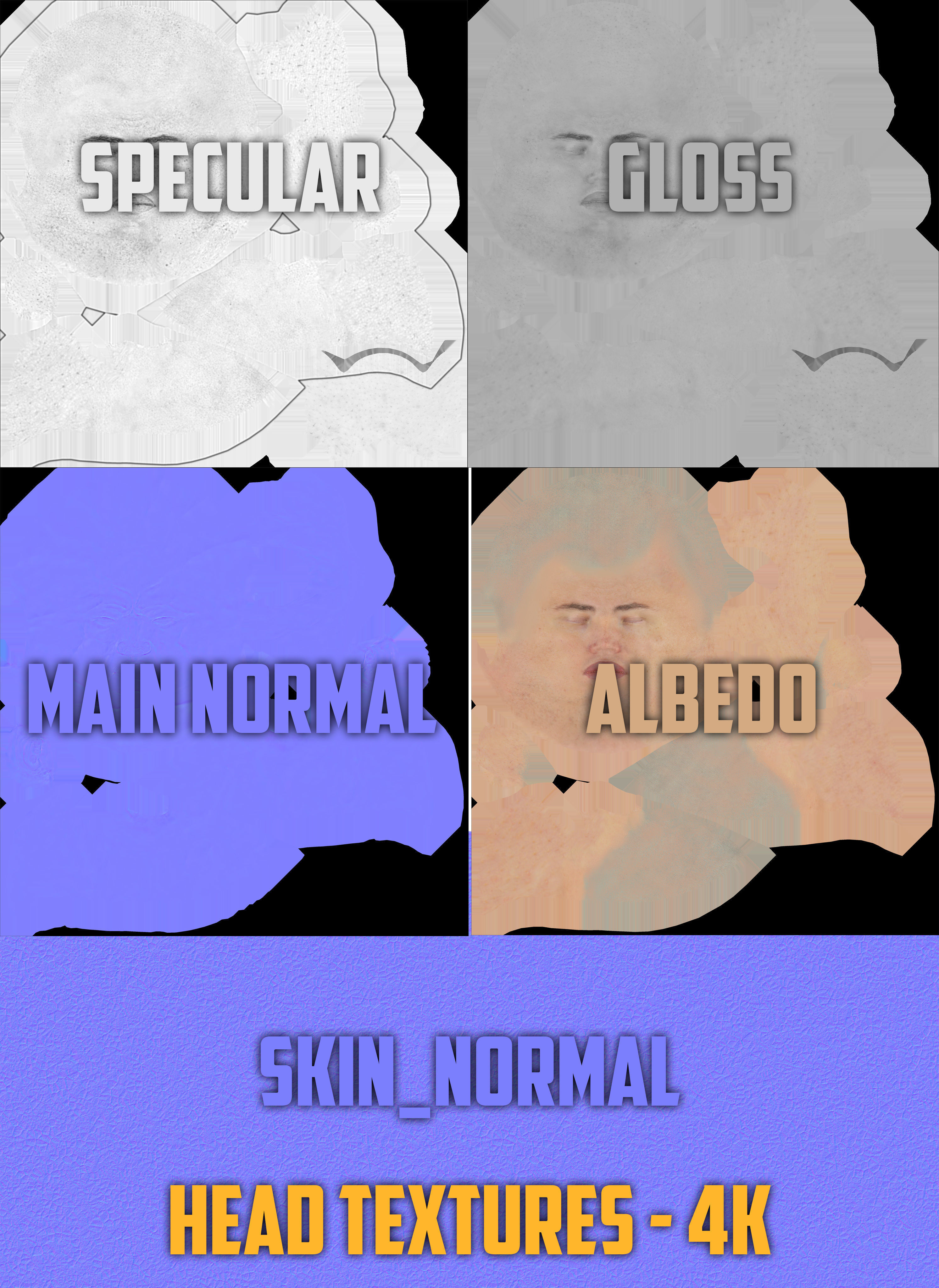 PBR Realtime cartoon character game hair Low-poly 3D model_19