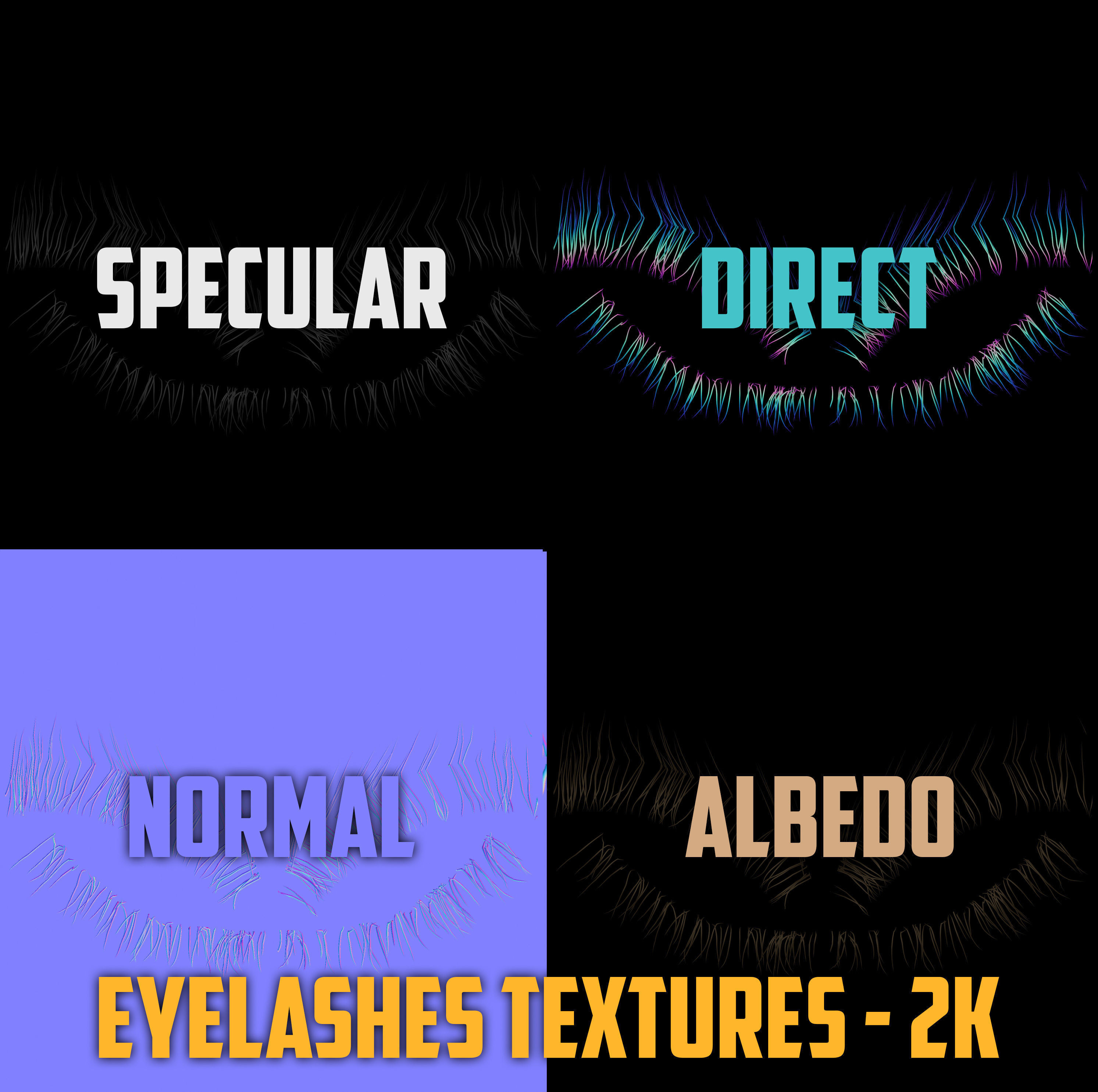 PBR Realtime cartoon character game hair Low-poly 3D model_17