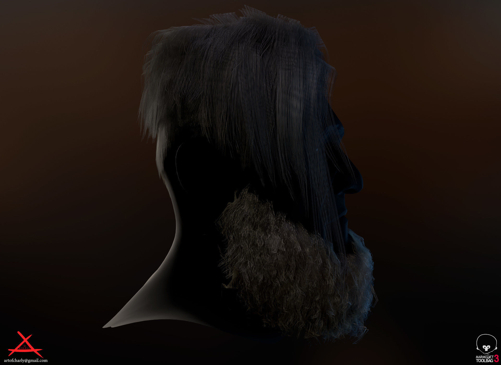 PBR Realtime cartoon character game hair Low-poly 3D model_41