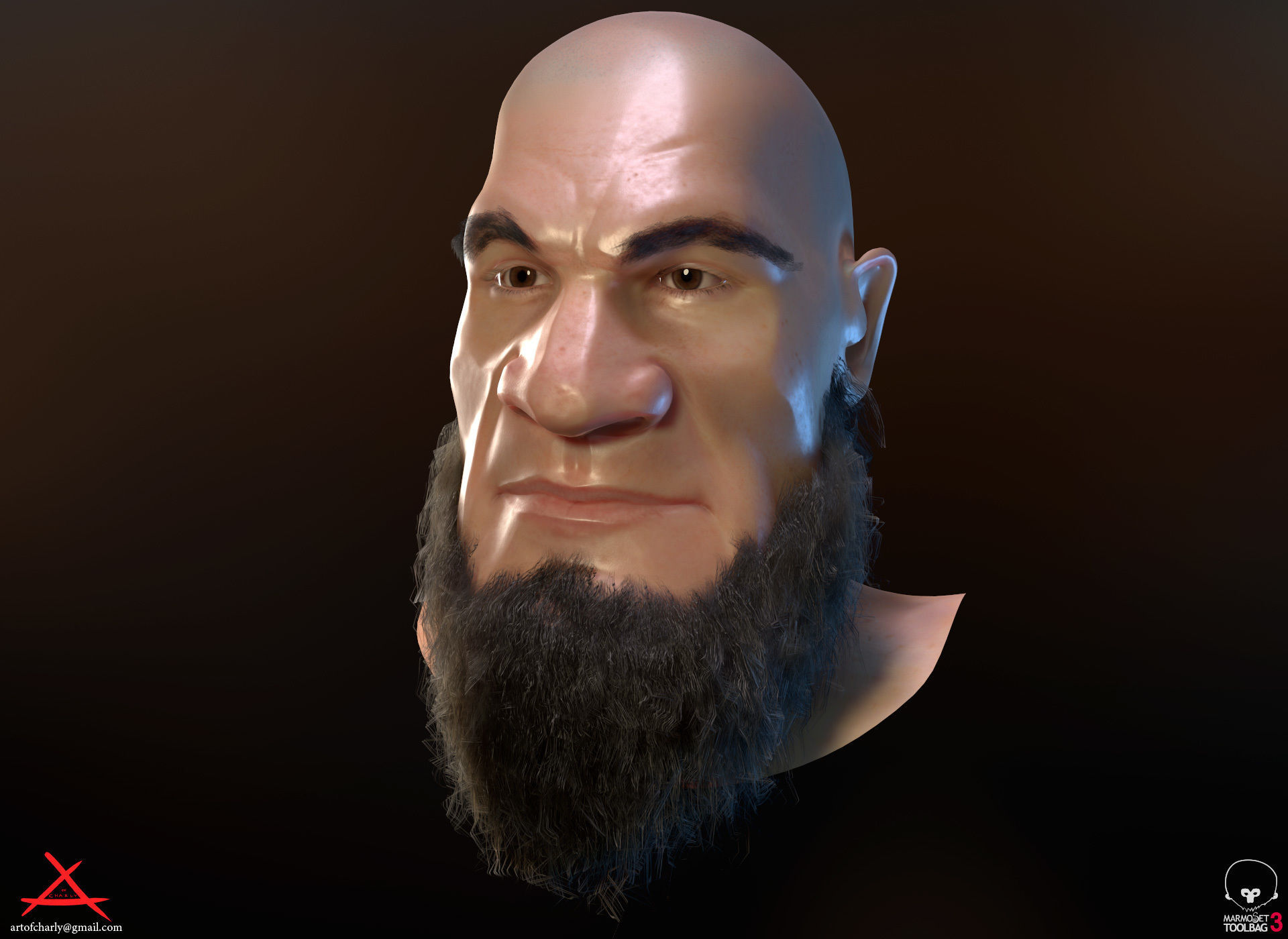 PBR Realtime cartoon character game hair Low-poly 3D model_3