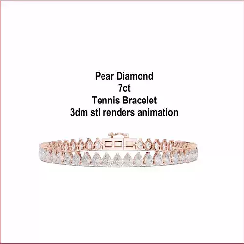 Pear Diamond 7ct Tennis Bracelet 3dm stl renders animation 
