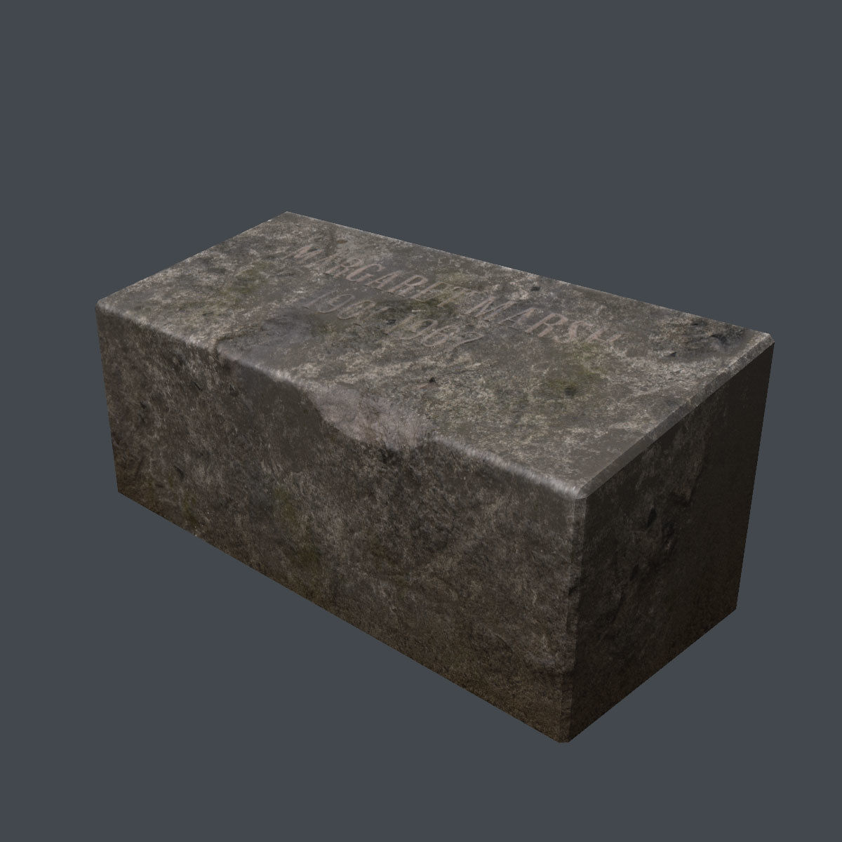 Lowpoly Tombstone 1 block of stone Low-poly 3D model_2