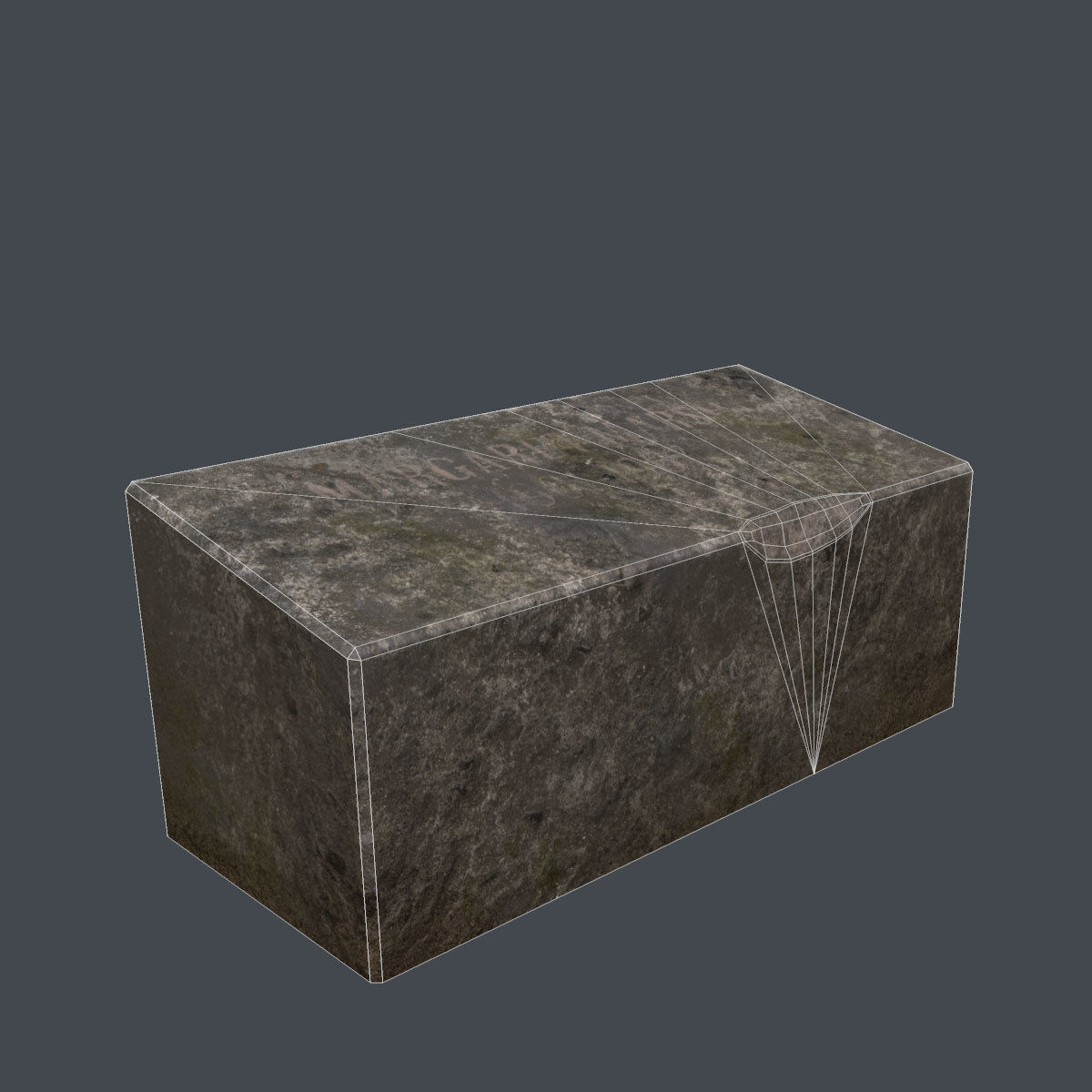 Lowpoly Tombstone 1 block of stone Low-poly 3D model_4