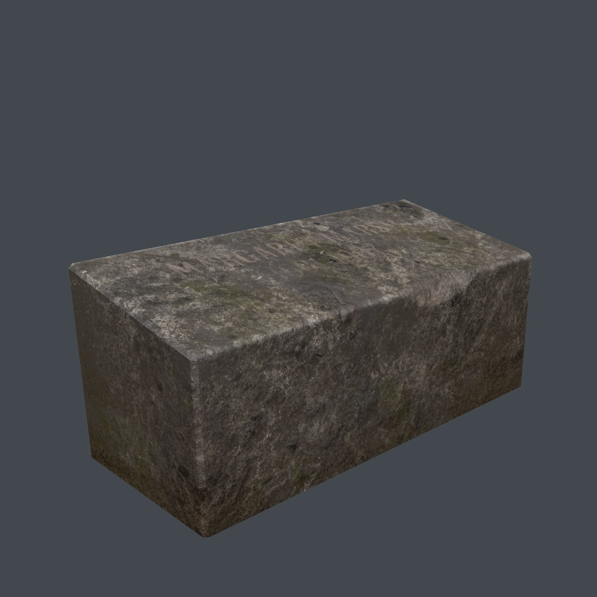 Lowpoly Tombstone 1 block of stone Low-poly 3D model_1