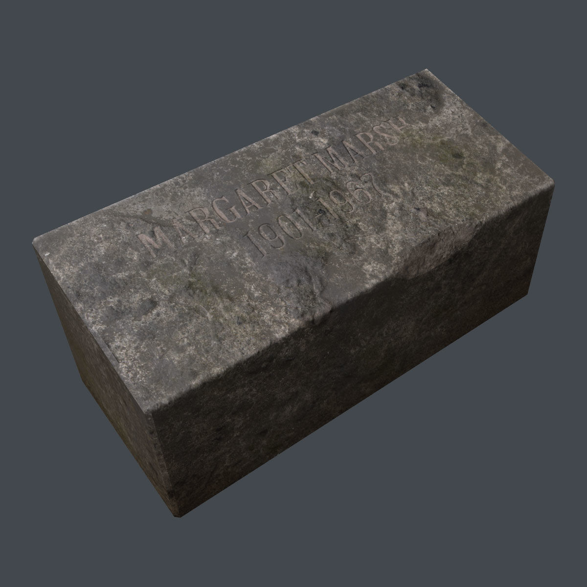 Lowpoly Tombstone 1 block of stone Low-poly 3D model_3