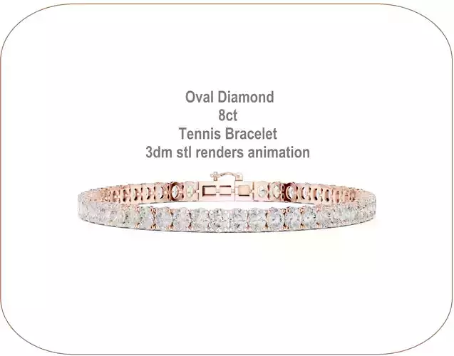  Oval Diamond 8ct Tennis Bracelet 3dm stl renders animation 