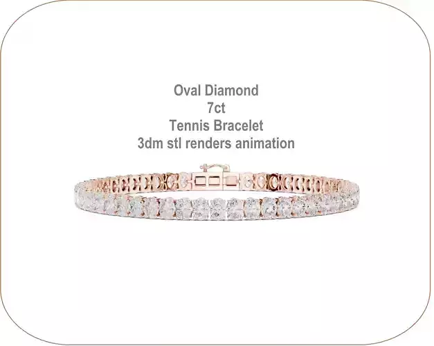 Oval Diamond 7ct Tennis Bracelet 3dm stl renders animation 