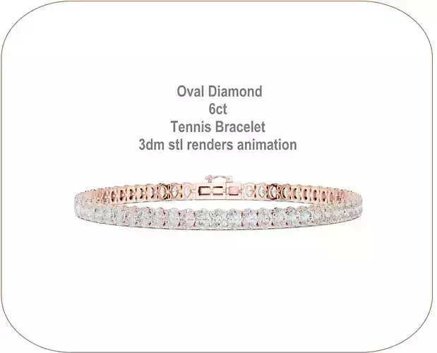  Oval Diamond 6ct Tennis Bracelet 3dm stl renders animation 