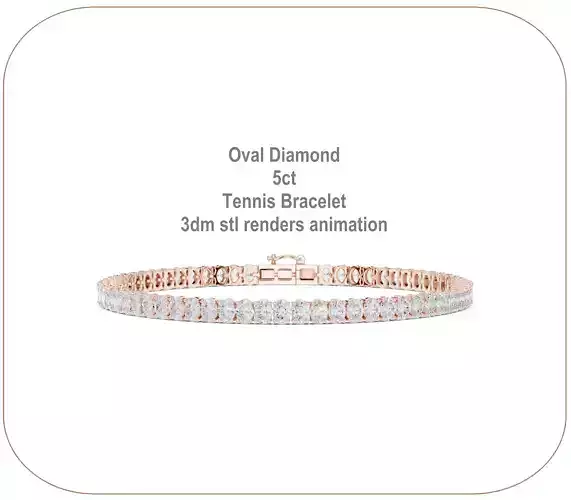 Oval Diamond 5ct Tennis Bracelet 3dm stl renders animation 