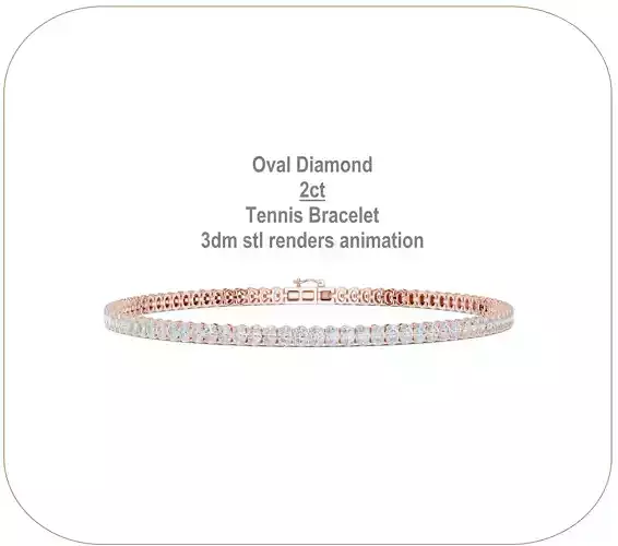 Oval Diamond 2ct Tennis Bracelet 3dm stl renders animation 