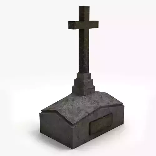 Lowpoly Tombstne gravestone with cross on top
