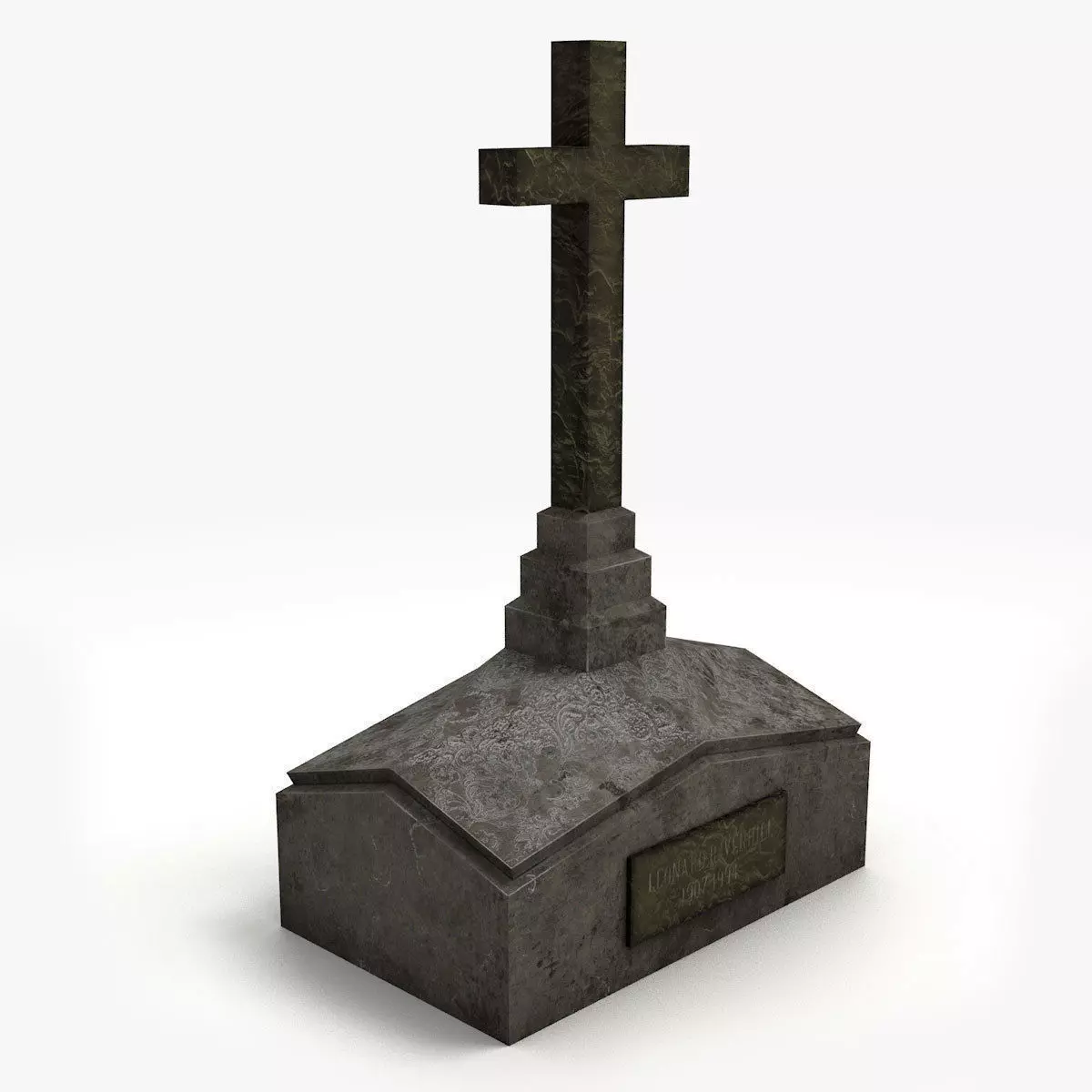 Lowpoly Tombstne gravestone with cross on top Low-poly 3D model_0