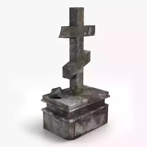 Lowpoly Tombstne gravestone with cross on top