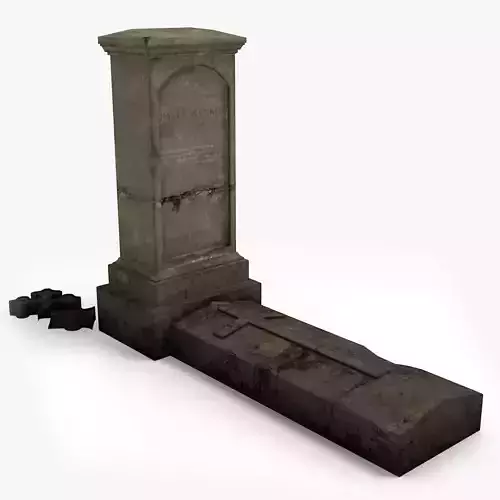 Lowpoly Tombstne gravestone with pieces