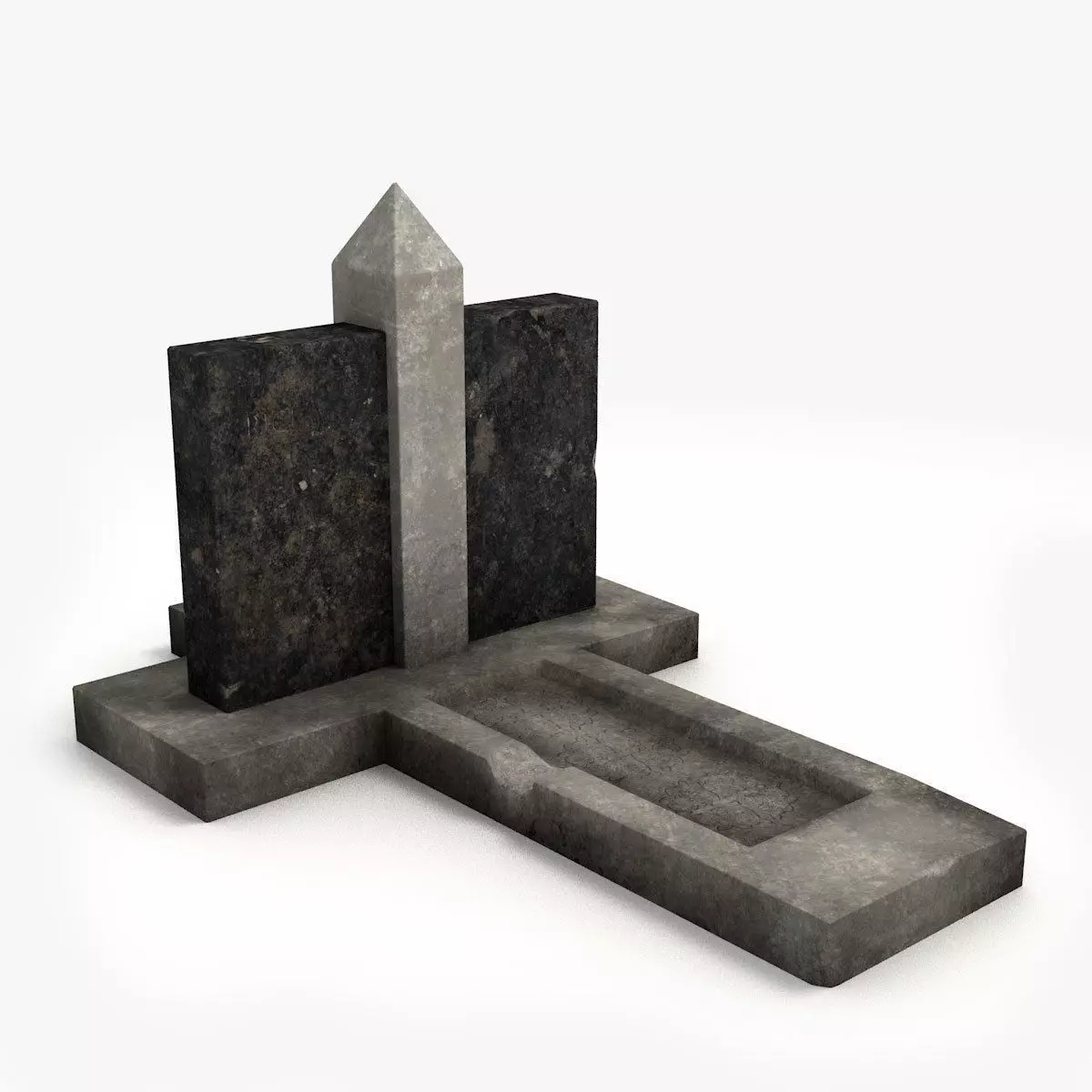 Lowpoly Tombstne gravestone with cross Low-poly 3D model_0
