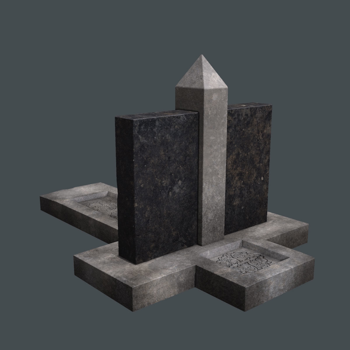 Lowpoly Tombstne gravestone with cross Low-poly 3D model_2