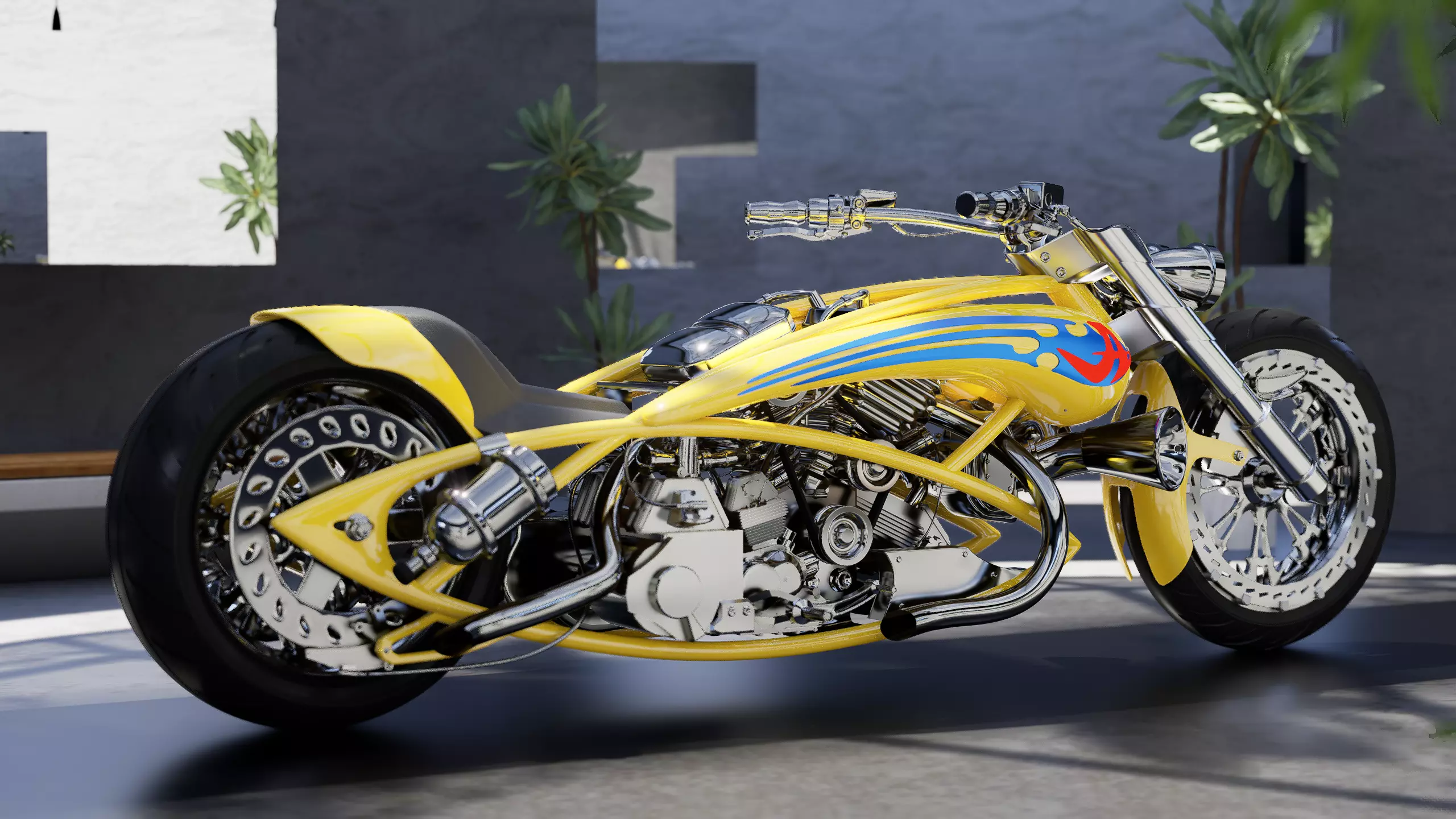 Chopper Motorcycle 3D model