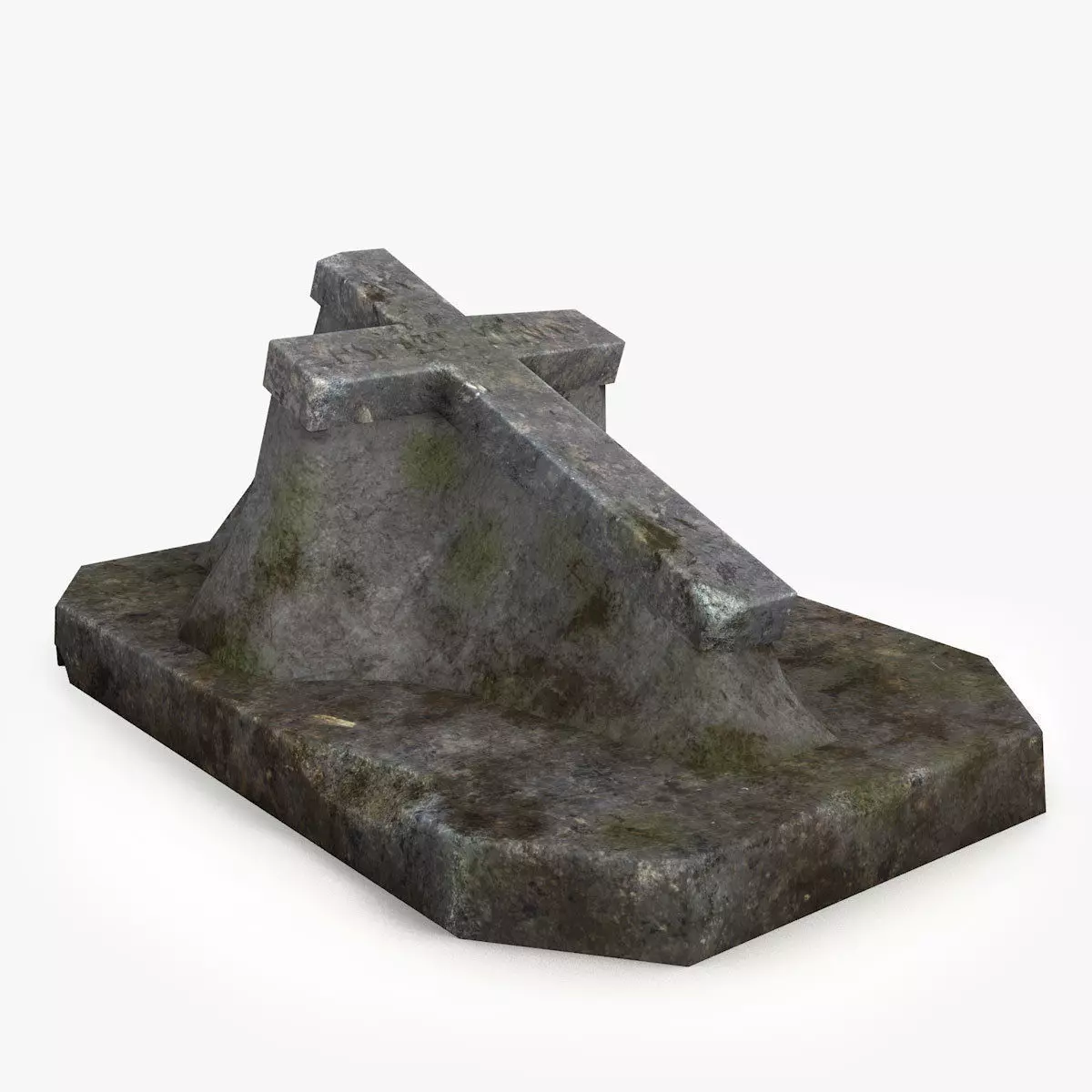 Lowpoly Tombstne stone cross Low-poly 3D model_0