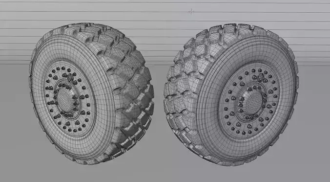 Heavy duty michelin military tire with two variations Low-poly 3D model 6