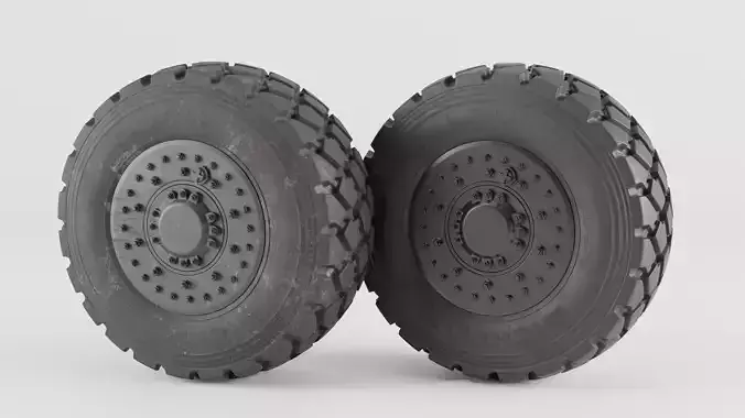 Heavy duty michelin military tire with two variations Low-poly 3D model 5