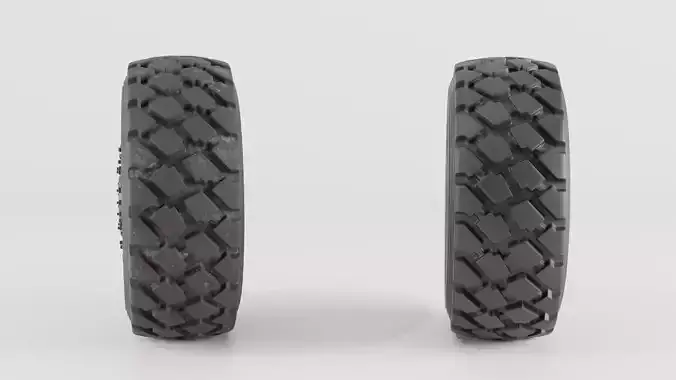 Heavy duty michelin military tire with two variations Low-poly 3D model 3