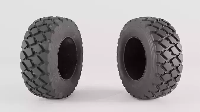 Heavy duty michelin military tire with two variations Low-poly 3D model 4