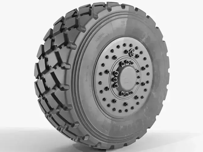Heavy duty michelin military tire with two variations Low-poly 3D model