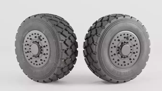Heavy duty michelin military tire with two variations Low-poly 3D model 2